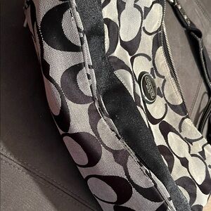Coach Black and Gray Signature Shoulder Bag